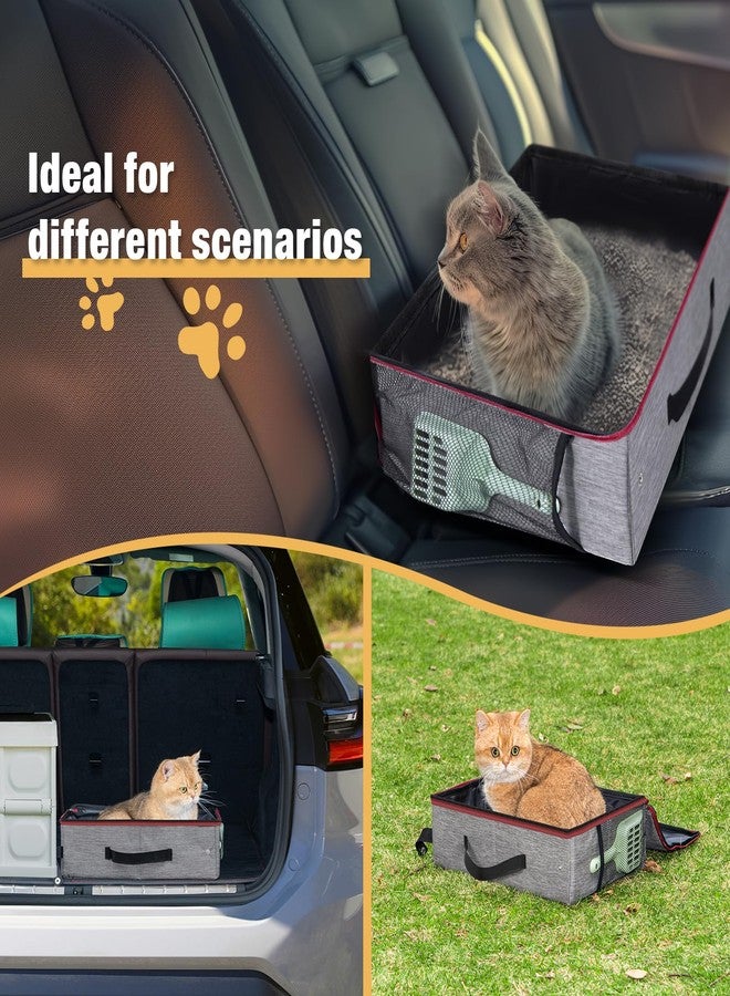 Avont Portable Travel Litter Box for Cats, Waterproof Leak-Proof Foldable Collapsible Kitty Box with Zipped Lid, Mat and Scoop, Easy to Carry Ideal for Hotels Cars -M - Image 4